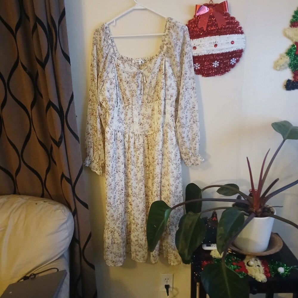 Celebrity Pink women's white floral print long sleeve dress Size XXL